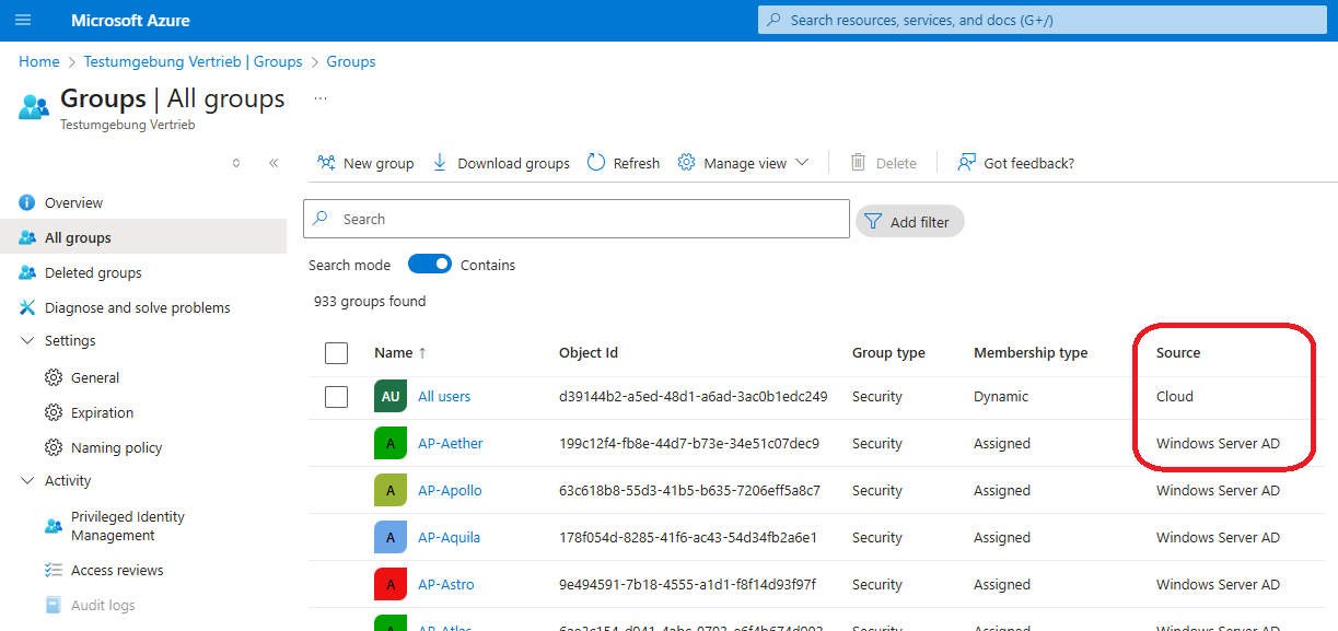 Entra ID Group Source – Cloud or AD