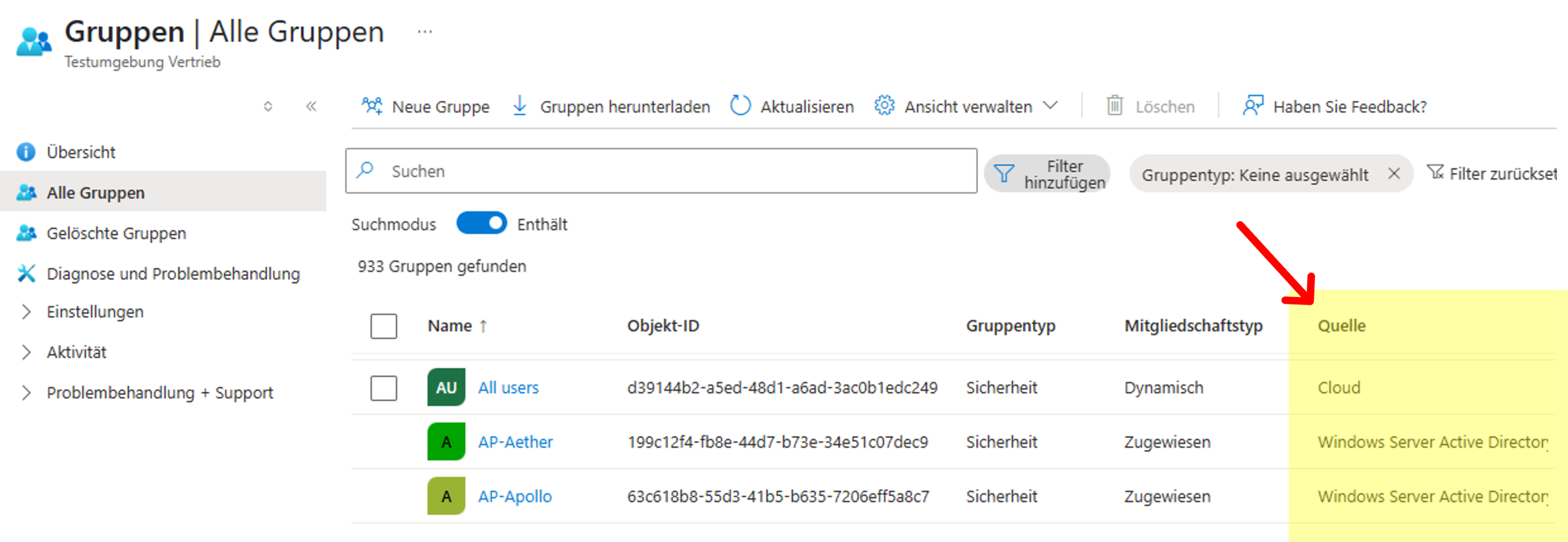 Entra ID Gruppen Quelle - Cloud oder AD