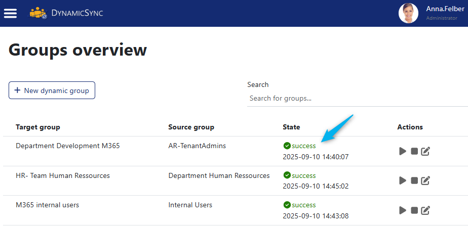 Time-controlled synchronization in DynamicSync Time-controlled synchronization in DynamicSync